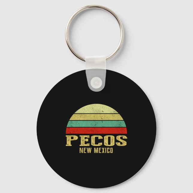 Pecos New Mexico Vintage Retro Sunset _1  Keychain (Front)