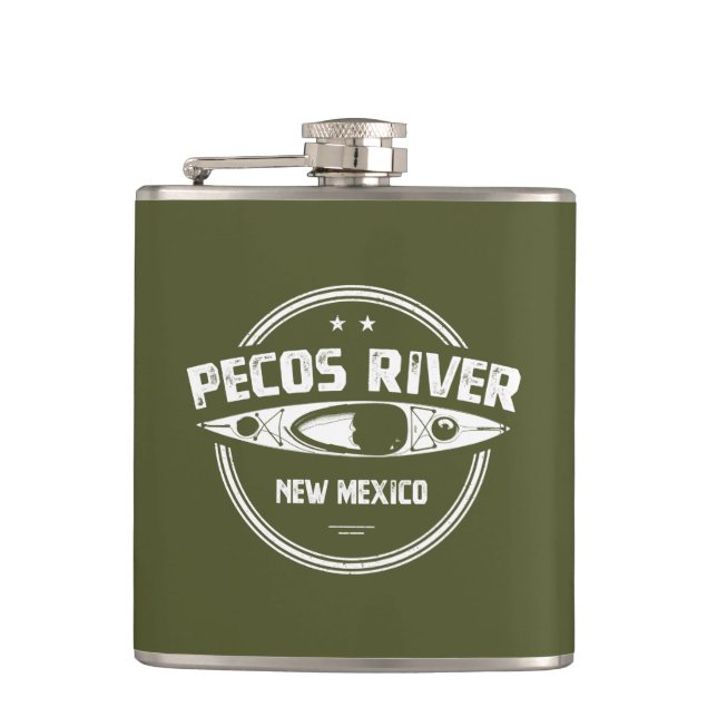 Pecos River New Mexico Kayaking Hip Flask (Front)
