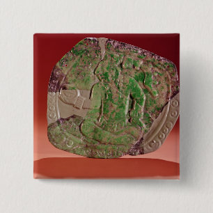 Pectoral of a king from Tikal Site, Guatemala 2 Inch Square Button