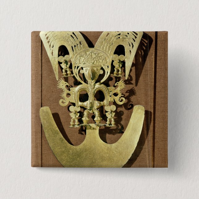 Pectoral, Quimbaya 2 Inch Square Button (Front)