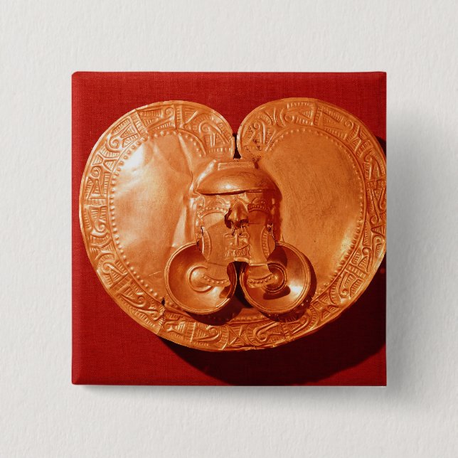 Pectoral with a human face 2 inch square button (Front)