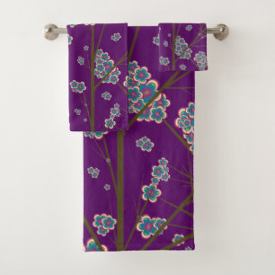 Peculiar Branches Amethyst Bath Towel Set