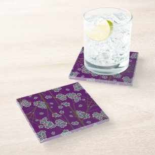 Peculiar Branches Amethyst Glass Coaster