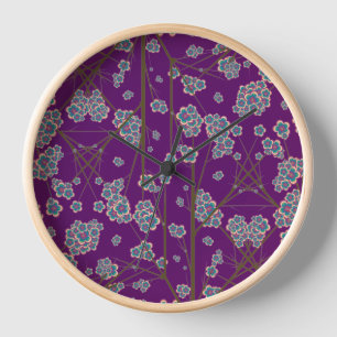 Peculiar Branches Amethyst Wood Framed Clock