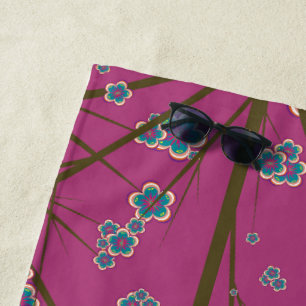Peculiar Branches Boysenberry Beach Towel