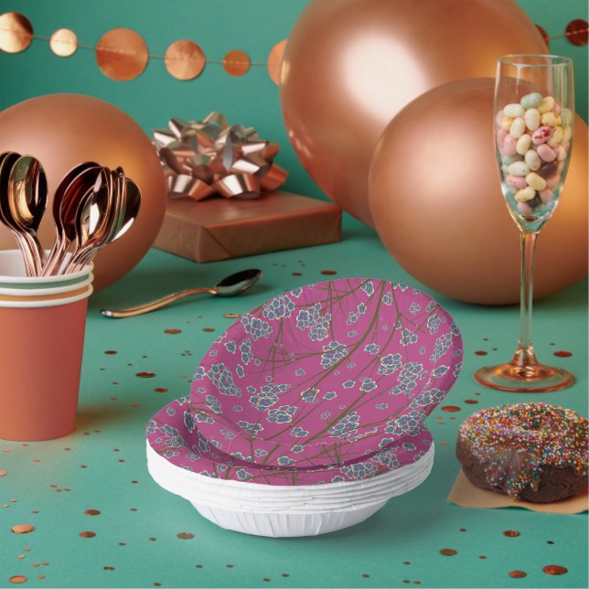 Peculiar Branches Boysenberry Paper Bowls Paper Plate (Multi)