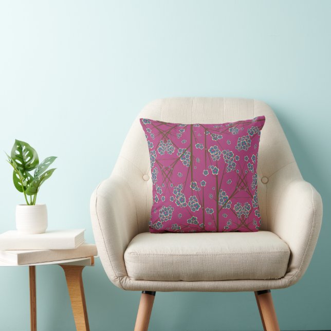 Peculiar Branches Boysenberry Throw Pillow (Chair)