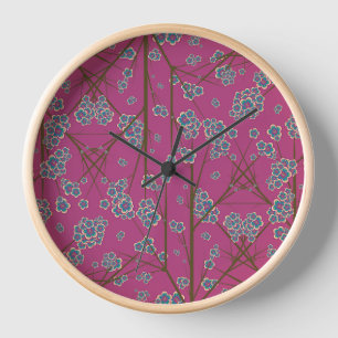 Peculiar Branches Boysenberry Wood Framed Clock