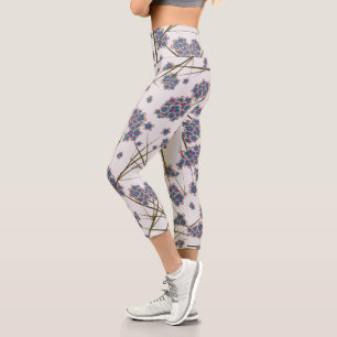 Peculiar Branches High Waisted Capri Leggings