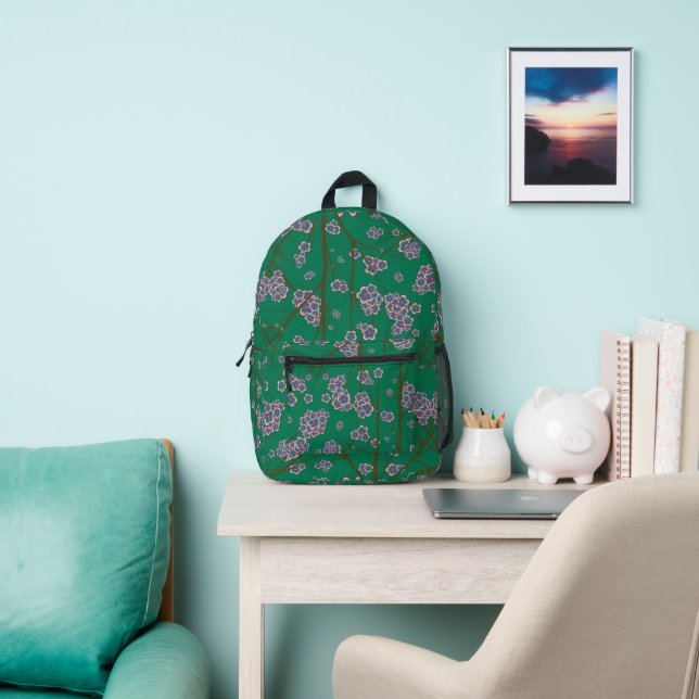 Peculiar Branches Jade All-Over-Print Backpack (Insitu)