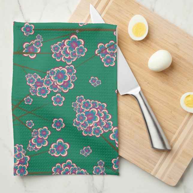 Peculiar Branches Jade Kitchen Towel (Quarter Fold)