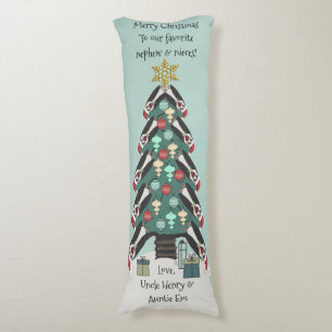 Peculiar Penguins Funny Christmas Tree Personalize Body Pillow