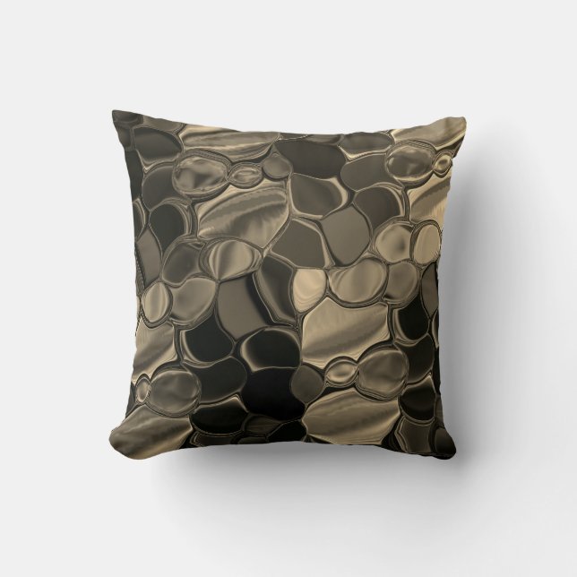 Pedaços marrons, círculos e formas arredondadas. throw pillow (Front)