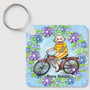 Pedal Bike Sock Monkey Keychain