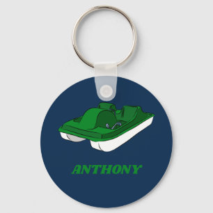 Pedal Boat Green, White, Blue Personalized Keychain