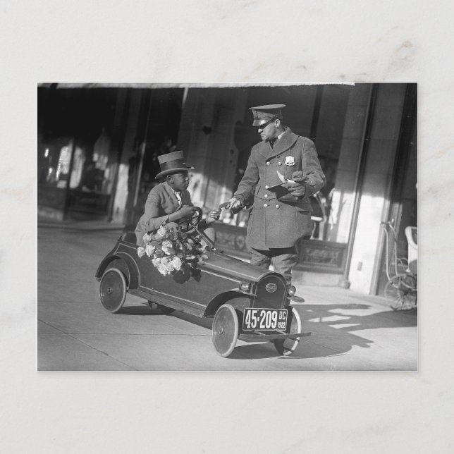 Pedal Car Traffic Stop, 1922 Postcard (Front)