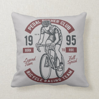 Pedal Pusher Cycling Club | Racing Team Full Speed Throw Pillow