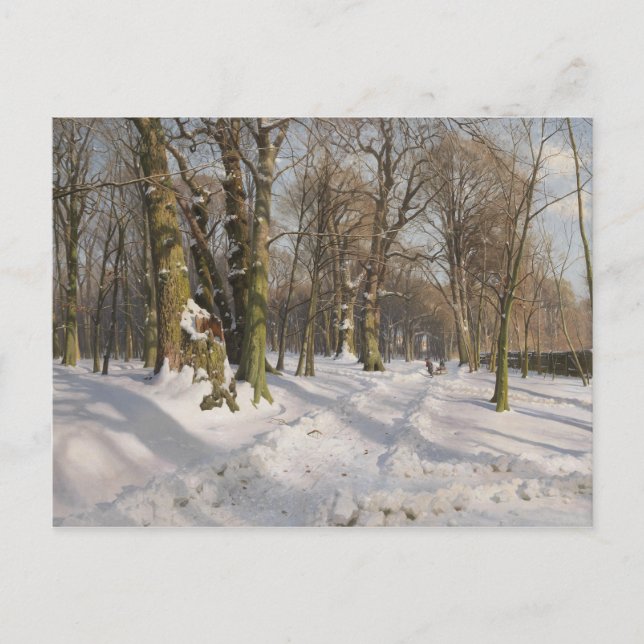 Peder Monsted - Snowy forest road in sunlight Postcard (Front)
