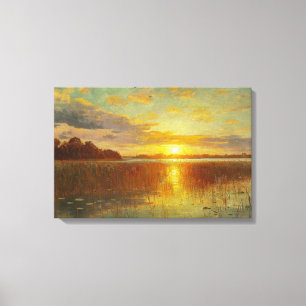 Peder Monsted - Sunset over a Danish Fjord Canvas Print