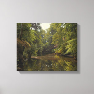 Peder Monsted - Wooded River Landscape Canvas Print