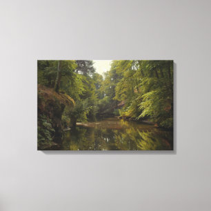 Peder Monsted - Wooded River Landscape Canvas Print
