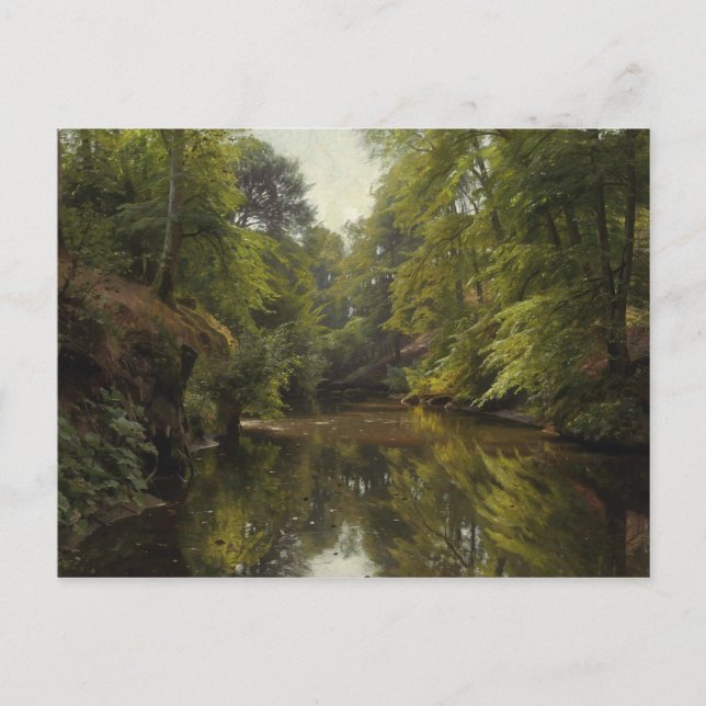 Peder Monsted - Wooded River Landscape Postcard (Front)