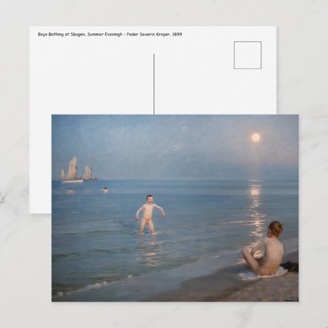 Peder Severin Kroyer - Boys Bathing at Skagen Postcard (Front/Back)