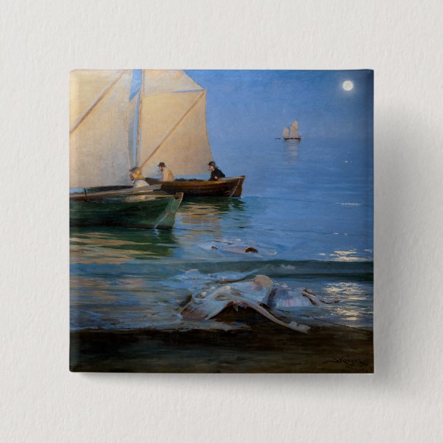 Peder Severin Kroyer - Fishing Boats 2 Inch Square Button (Front)
