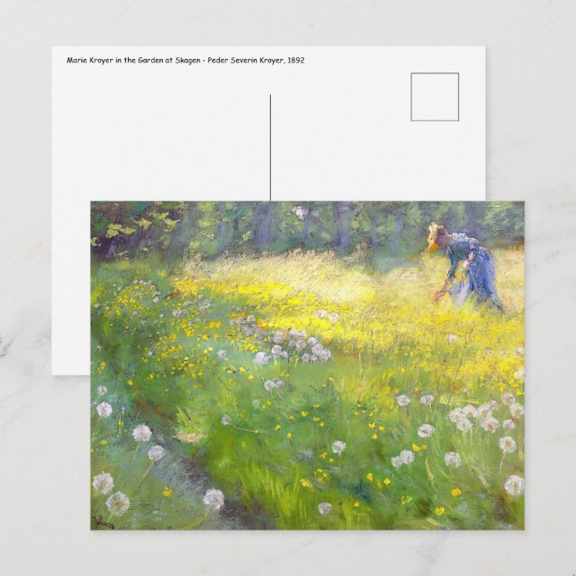Peder Severin Kroyer - Marie Kroyer in the Garden Postcard (Front/Back)