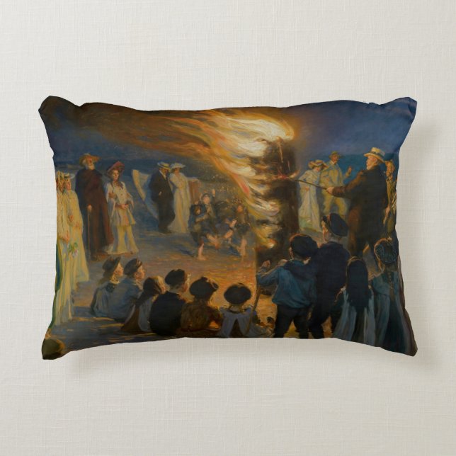 Peder Severin Kroyer - Midsummer's Eve Bonfire Accent Pillow (Front)