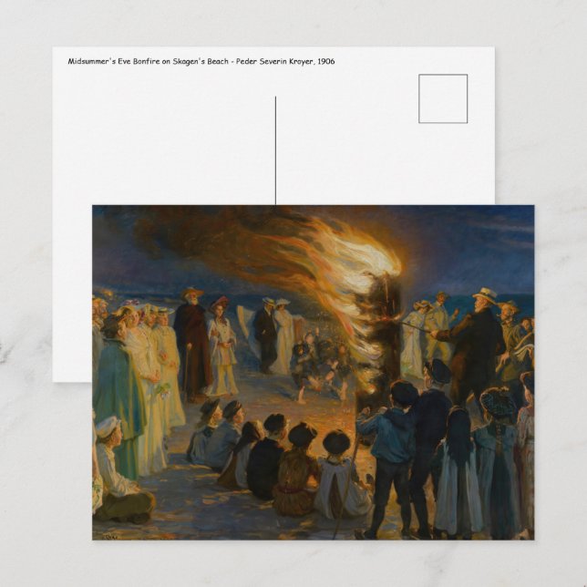 Peder Severin Kroyer - Midsummer's Eve Bonfire Postcard (Front/Back)
