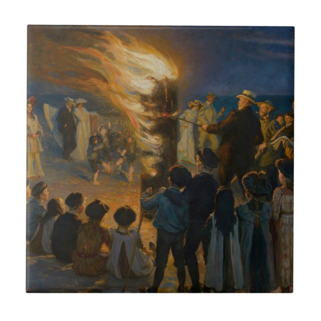 Peder Severin Kroyer - Midsummer's Eve Bonfire Tile (Front)