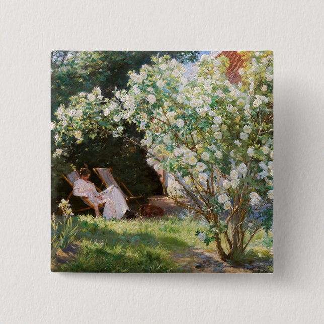 Peder Severin Kroyer - Roses 2 Inch Square Button (Front)