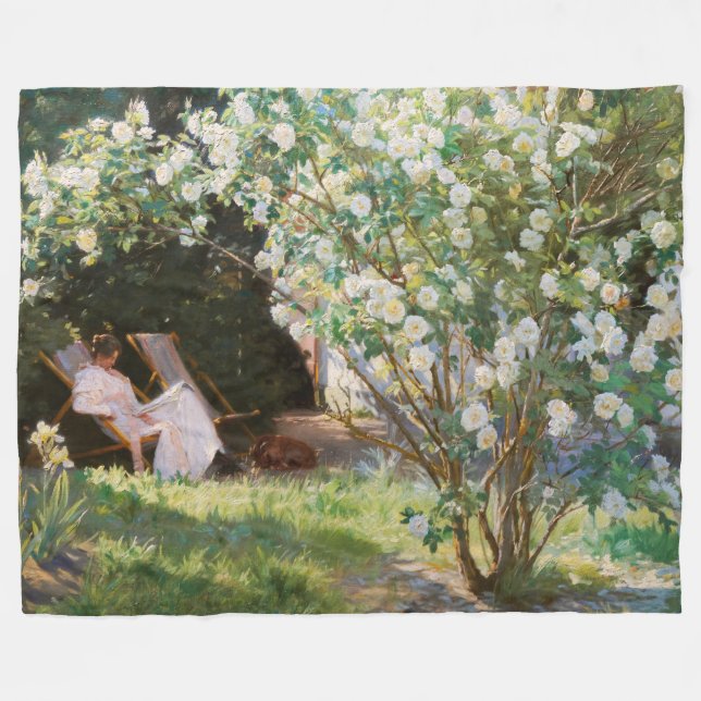 Peder Severin Kroyer - Roses Fleece Blanket (Front (Horizontal))