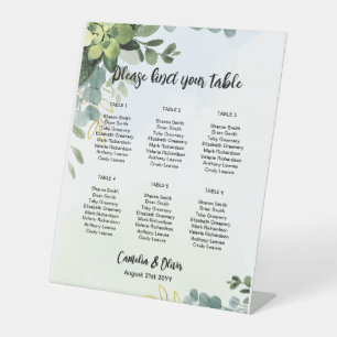 Pedestal 6 Table Wedding Seating Chart Greenery  P Sign