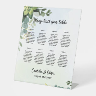 Pedestal 8 Table Wedding Seating Chart Greenery  P Sign