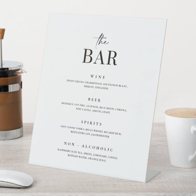 Pedestal Drink Menu Cocktail Bar Wedding Sign (In SItu)