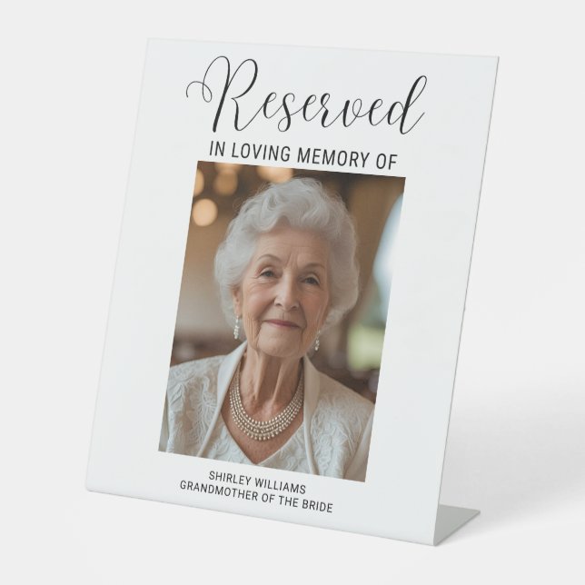 Pedestal Memorial Sign for Wedding Reserved Chair  (Front)