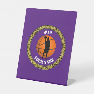Pedestal Sig Basketball Player - Add Name & Number Sign