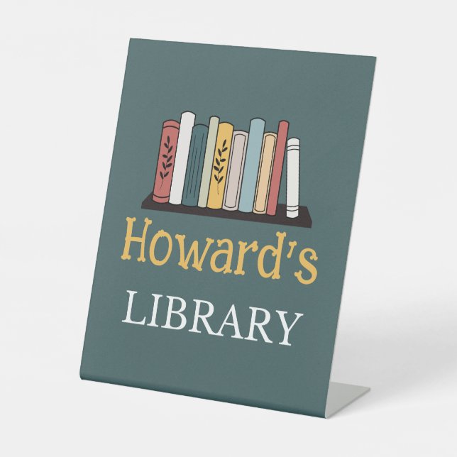 Pedestal Sign - Library -  Personalized - Add Name (Front)