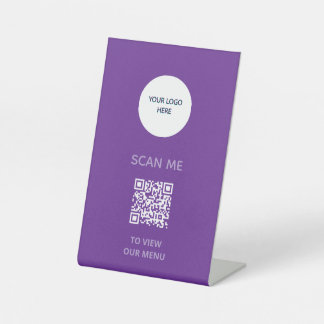 Pedestal Sign – QR Menu Display | purple