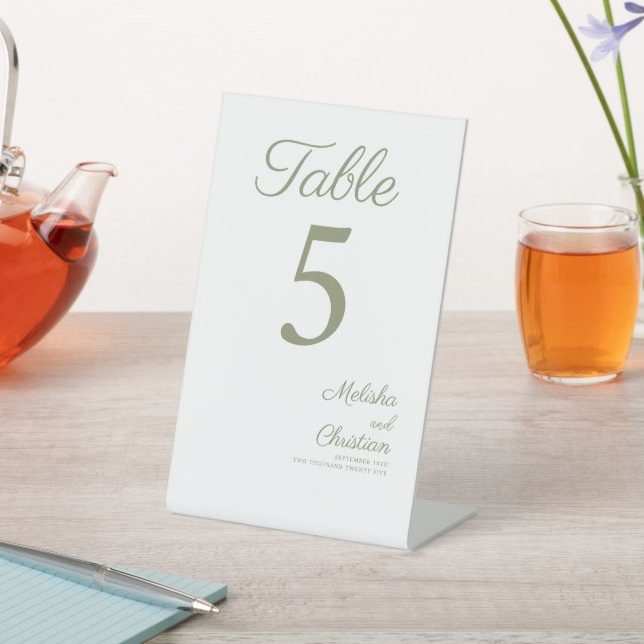 Pedestal sign table number for a modern wedding. (In SItu)