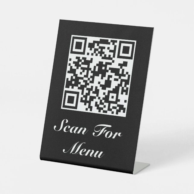 Pedestal Sign Your QR Code Menu and/or Logo Black (Front)
