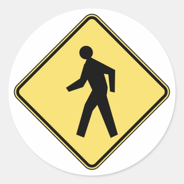 Pedestrian Crossing Classic Round Sticker (Front)