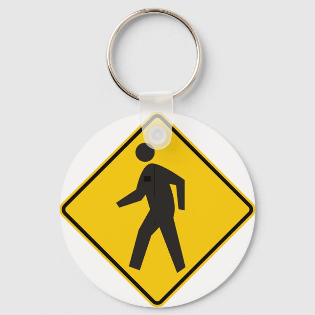 Pedestrian Crossing Highway Sign Keychain (Front)