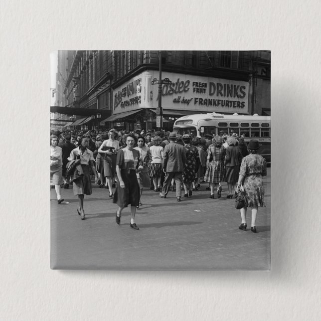 Pedestrians 2 2 inch square button (Front)