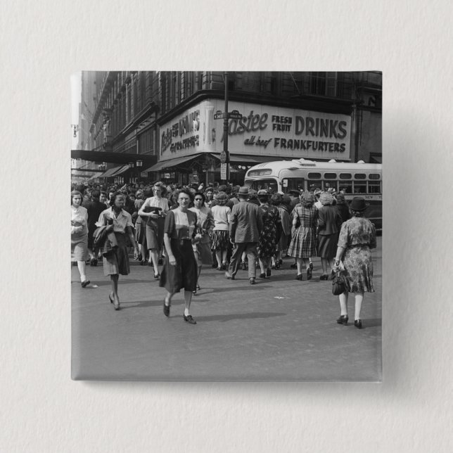 Pedestrians 2 inch square button (Front)