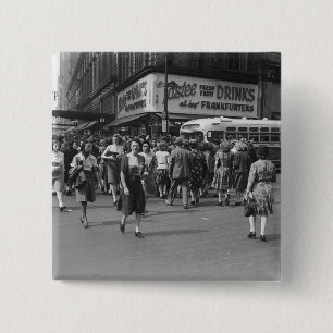 Pedestrians 2 inch square button