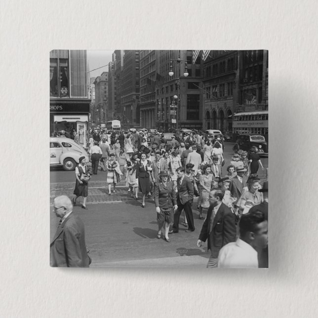 Pedestrians 2 Inch Square Button (Front)