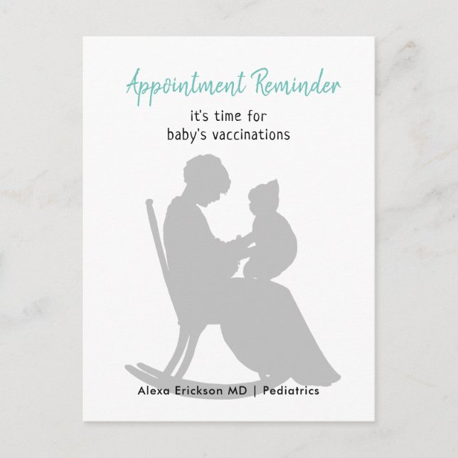 Pediatric Appointment Mother Rocking Chair Baby Postcard (Front)
